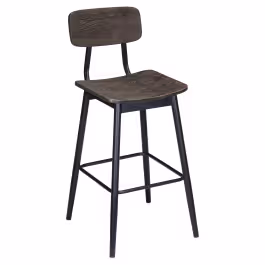 Basel Metal Bar Stool with Veneer Back and Seat